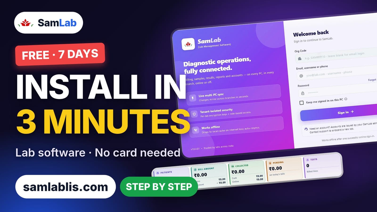 SamLab free trial video in English — free for 7 days, install in 3 minutes