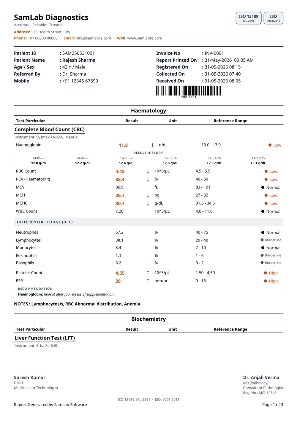 Basic 3 report, colour print