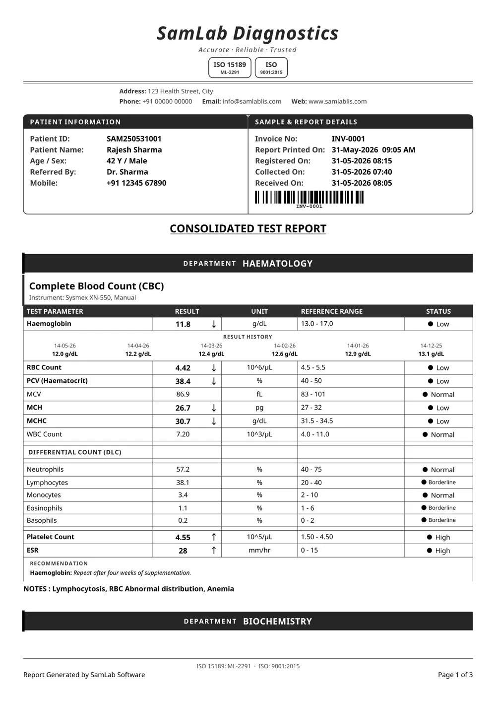 Elegant report, black & white print