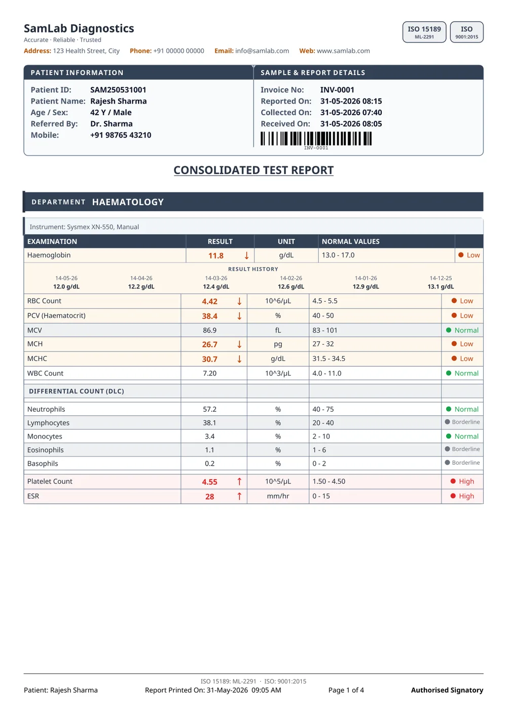 Grid 2 report format — page 1