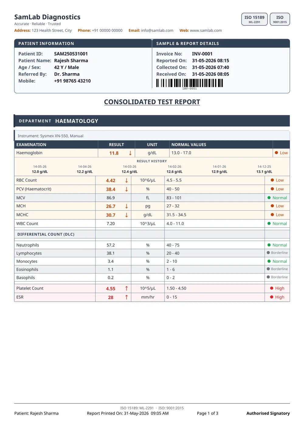 Grid 3 report format — page 1