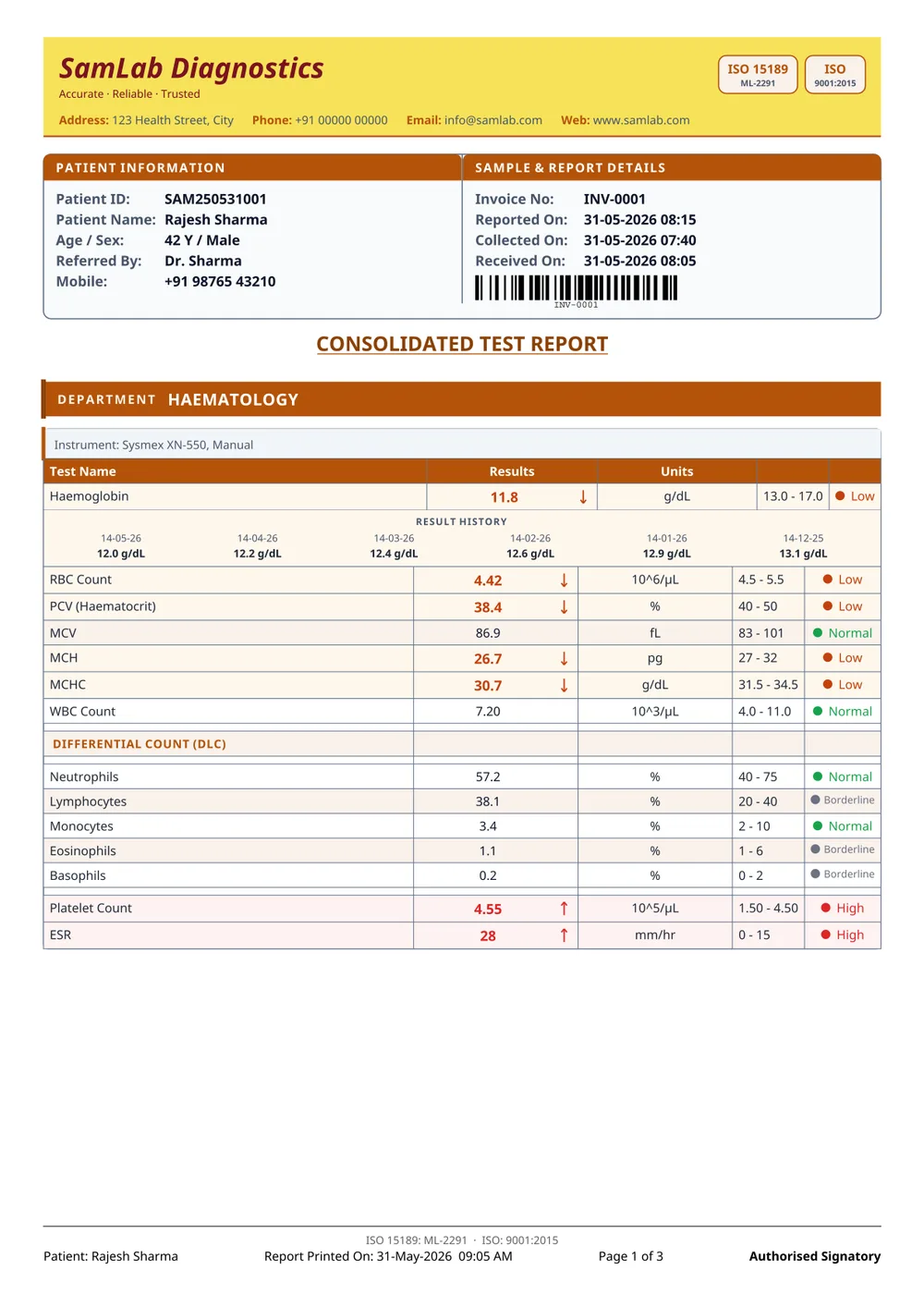Grid Historical report format — page 1