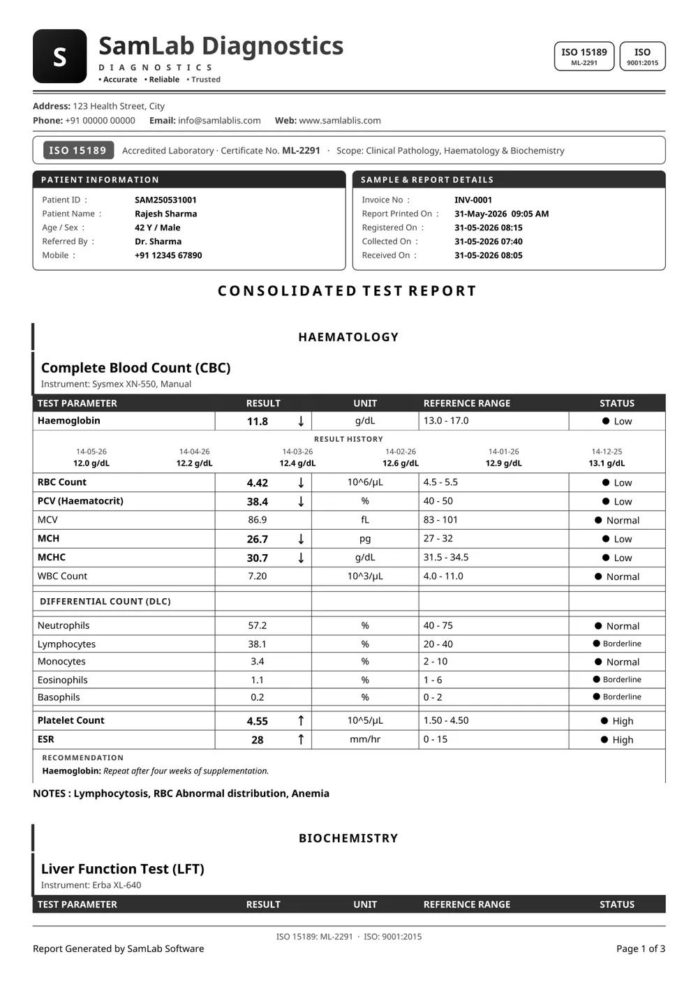 SamLab Modern report, black & white print